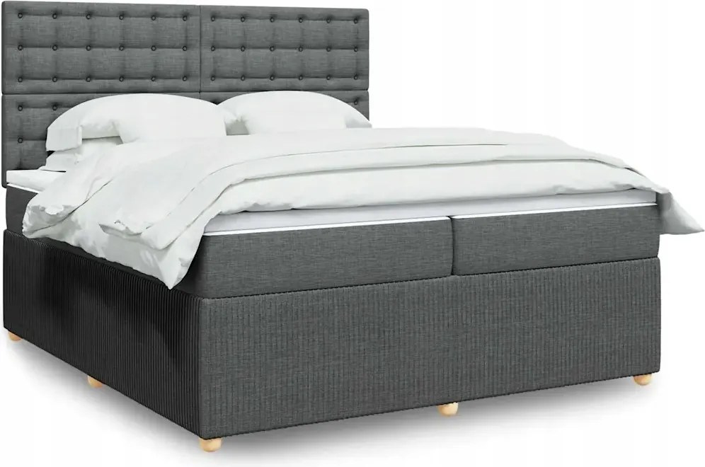 vidaXL Boxspring posteľ s matracom tmavosivá 200x200 cm látka