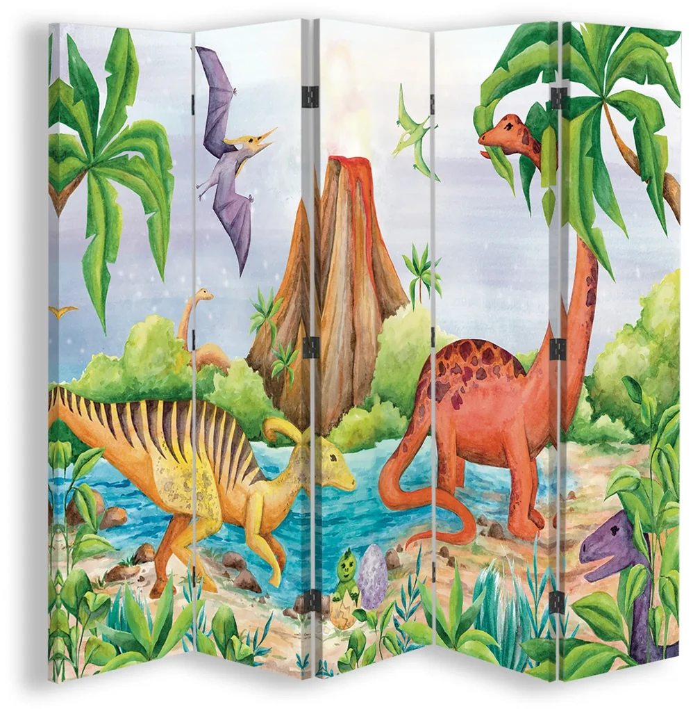 Gario Paraván Dinosaury pri jazere Rozmery: 180 x 170 cm, Prevedenie: Klasický paraván