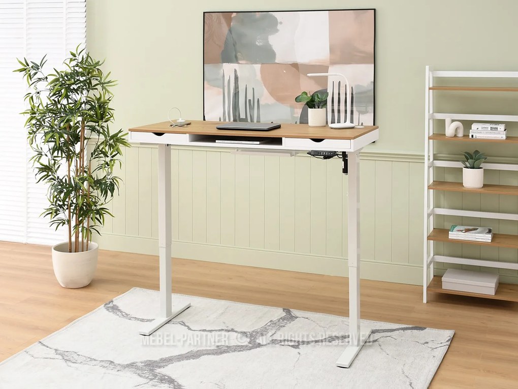 PC stolík Osto 140 (dub biely + biela). Akcia -15%. Vlastná spoľahlivá doprava až k Vám domov. 1109837
