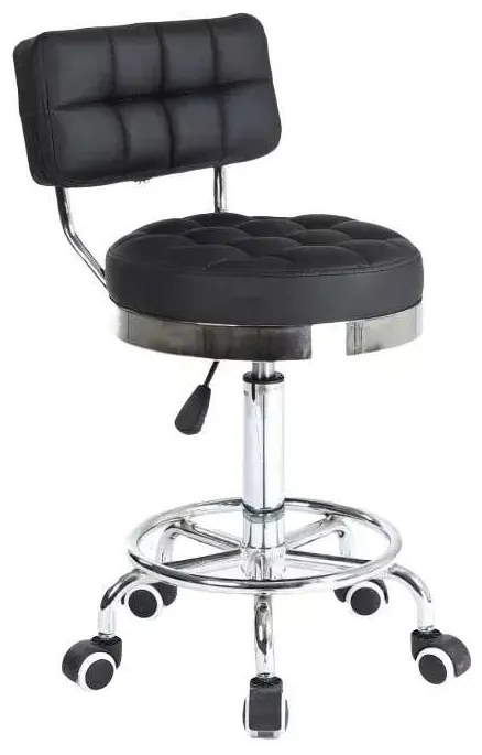 LuxuryForm DESIGN Stolička LEON na striebornej základni s kolieskami - čierna