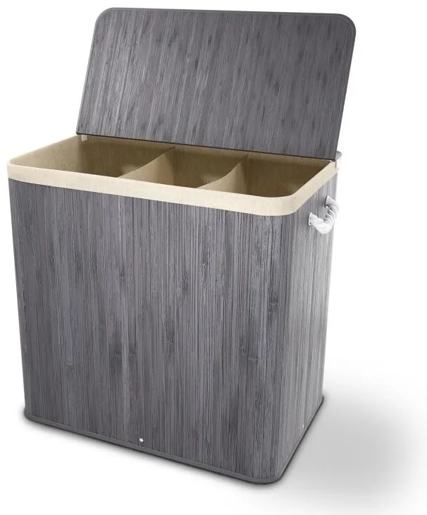 Bambusový košík na bielizeň 150 l s vekom a vreckom