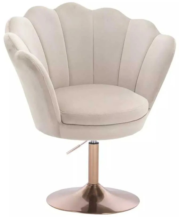 LuxuryForm DESIGN Kreslo FREY VELUR na zlatom tanieri - latte