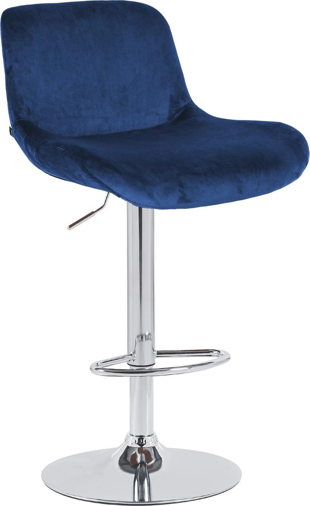 Barová stolička Solon - zamat, chróm rám - modrá