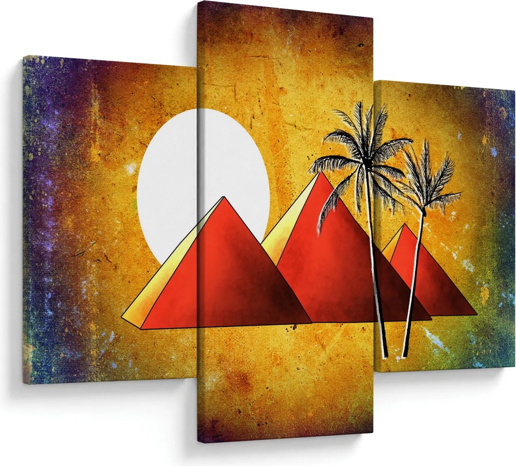 Obraz maľovaných egyptských pyramíd (90x60 cm)