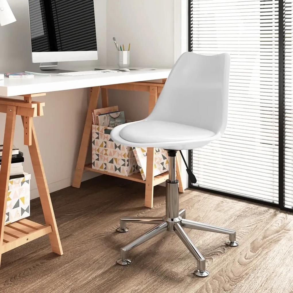 Otočná kancelárska stolička biela umelá koža