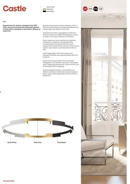 Redo 01-3176 - LED Stmievateľný luster na lanku CASTLE LED/45W/230V čierna