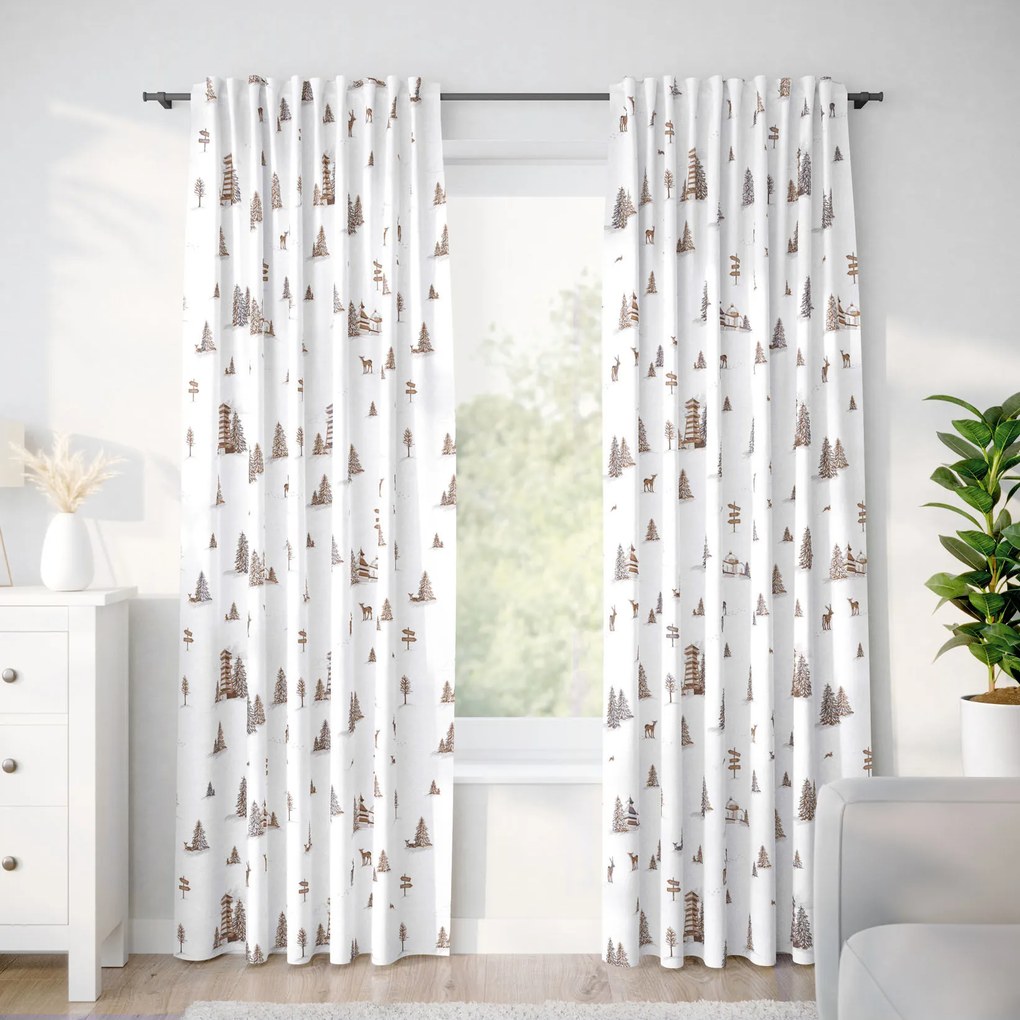 Goldea vianočný bavlnený záves - beskydy 180x150 cm