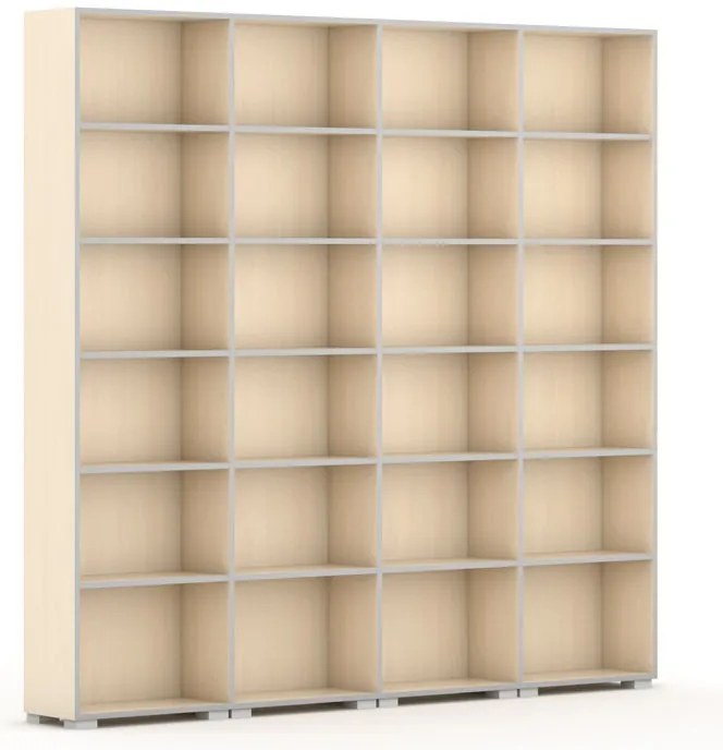 Knižnica SILVER LINE, 4 stĺpce, 2230 x 2400 x 400 mm, breza