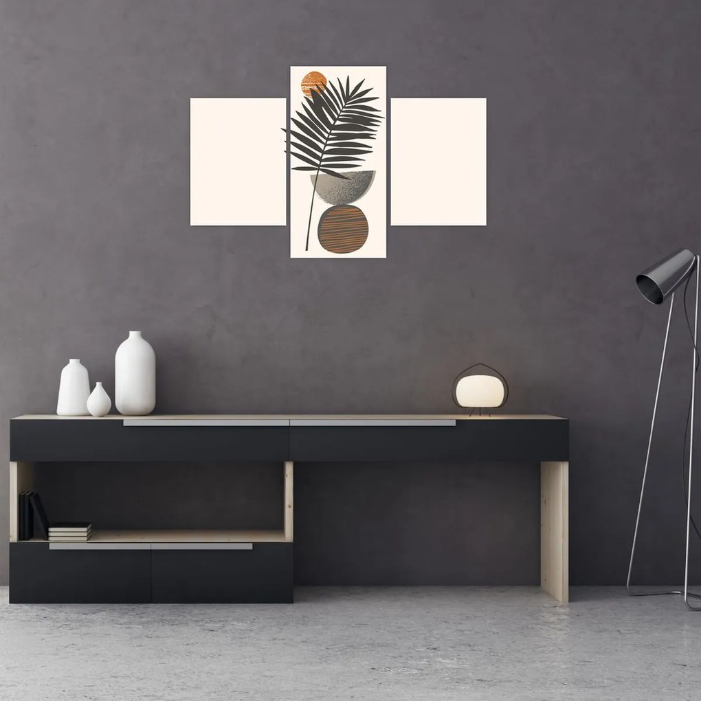 Obraz - Abstrakcia s palmovým listom (90x60 cm)