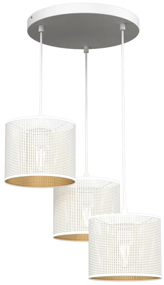 Luminex Luster na lanku LOFT SHADE 3xE27/60W/230V biela/zlatá LU5268