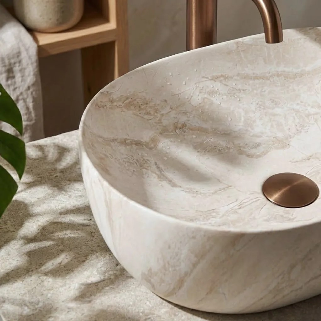 Rea Amelia Callisto, umývadlo na dosku 480x345x135 mm, imitácia kameňa, REA-U0637