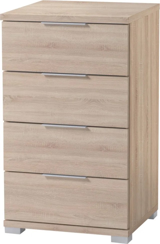 Nočný stolík/skrinka so 4 zásuvkami Smilla, výška 79 cm, dub sonoma