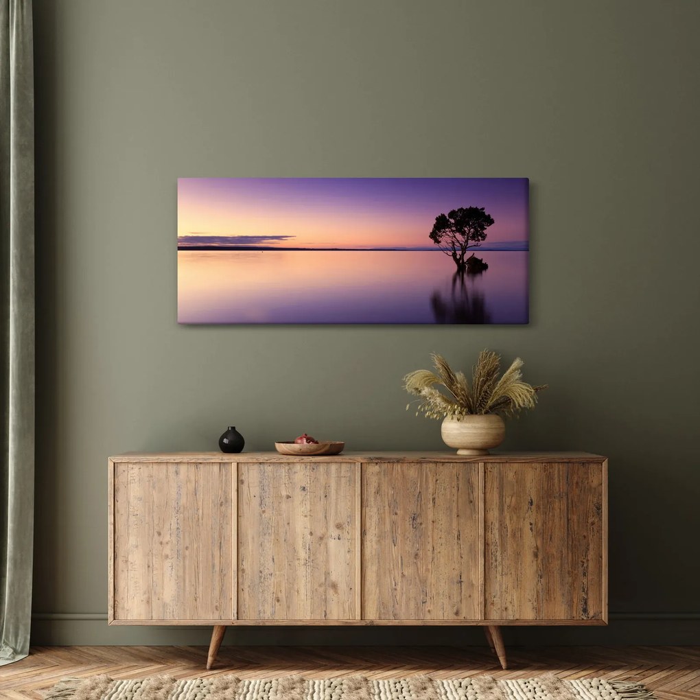 Obraz vodnej hladiny pri východe slnka (120x50 cm)