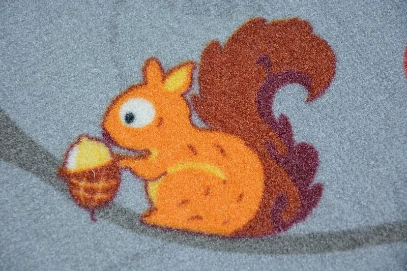 Detský koberec VESELÁ ZVIERATKÁ - sivý