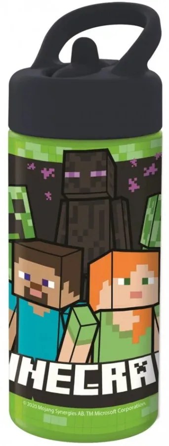Športová fľaša na pitie Minecraft so slamkou a nekvapkajúcim (anti-drip) uzáverom - objem 410 ml