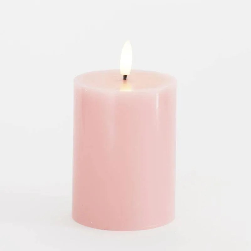 SIRIUS Vosková LED svíčka Sille, světle růžová, 7,5 x 10 cm
