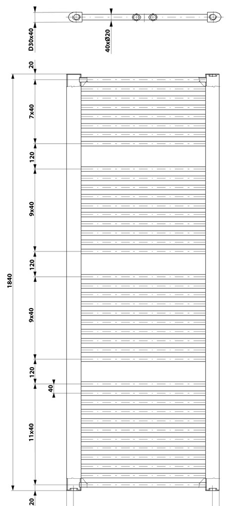 Aqualine Aqualine, DIRECT vykurovacie teleso s bočným pripojením 750x1850 mm, 1439 W, biela, ILR87T