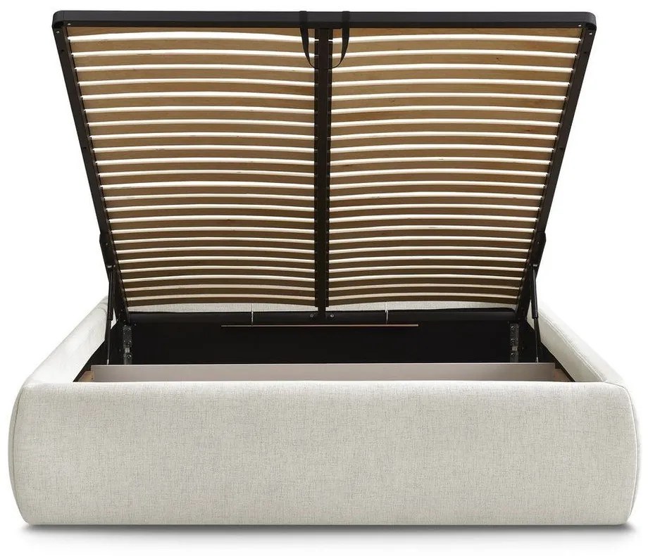 Béžová čalúnená dvojlôžková posteľ s úložným priestorom/bez čela s roštom 160x200 cm Inera – Bobochic Paris