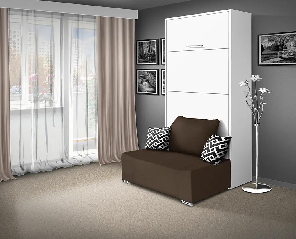 Nabytekmorava Sklápacia posteľ s pohovkou VS 21058P 200x90 farba pohovky: Modrá, Typ farebného prevedenia: Orech / dvere biele LESK