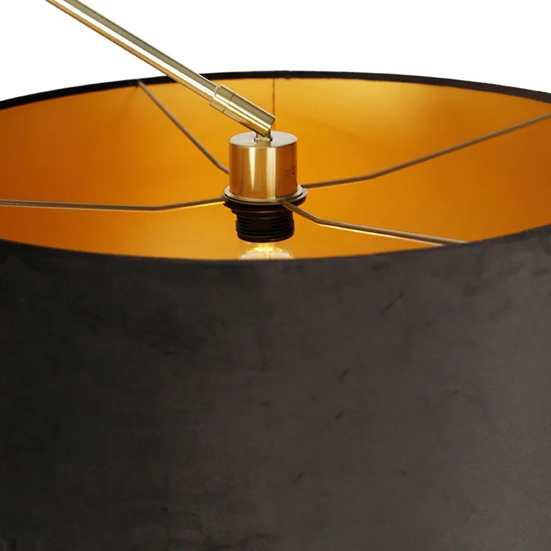 Moderná stojaca lampa zlatý zamatový tienidlo čierna 50 cm - Editor