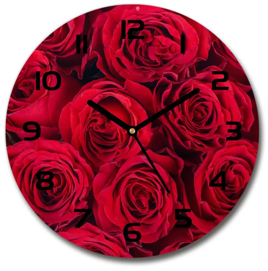 Sklenené nástenné hodiny okrúhle Ruže pl_zso_30_c-f_102803756