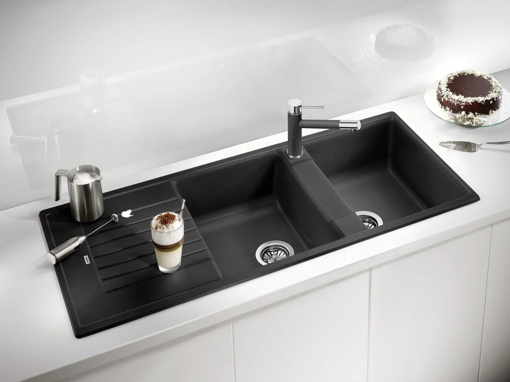 Blanco Zia 8 S, silgranitový drez 1160x500x190 mm, 2-komorový, sivá vulkán, BLA-527392