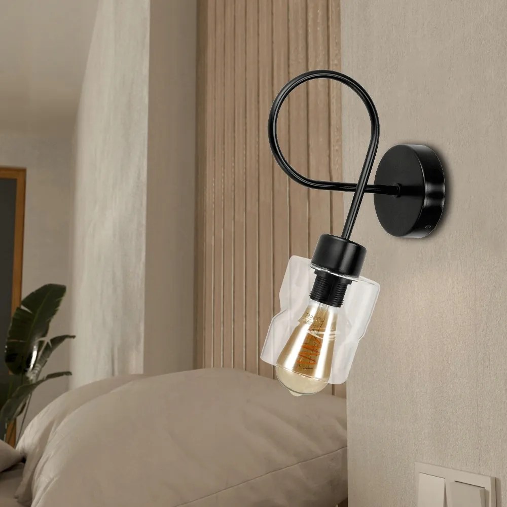 BERGE LED závesné svietidlo 1xE27, balený sklenený štvorec, transparentný