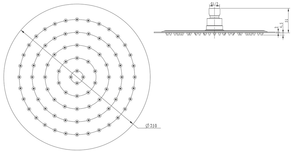 Sapho Sapho, SLIM hlavová sprcha, kruh, 250mm, nerez, MS574