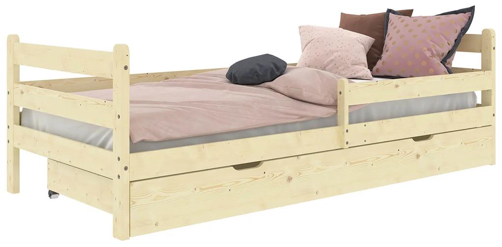 Drevená detská posteľ so zásuvkou 80x160 Kacperek borovica