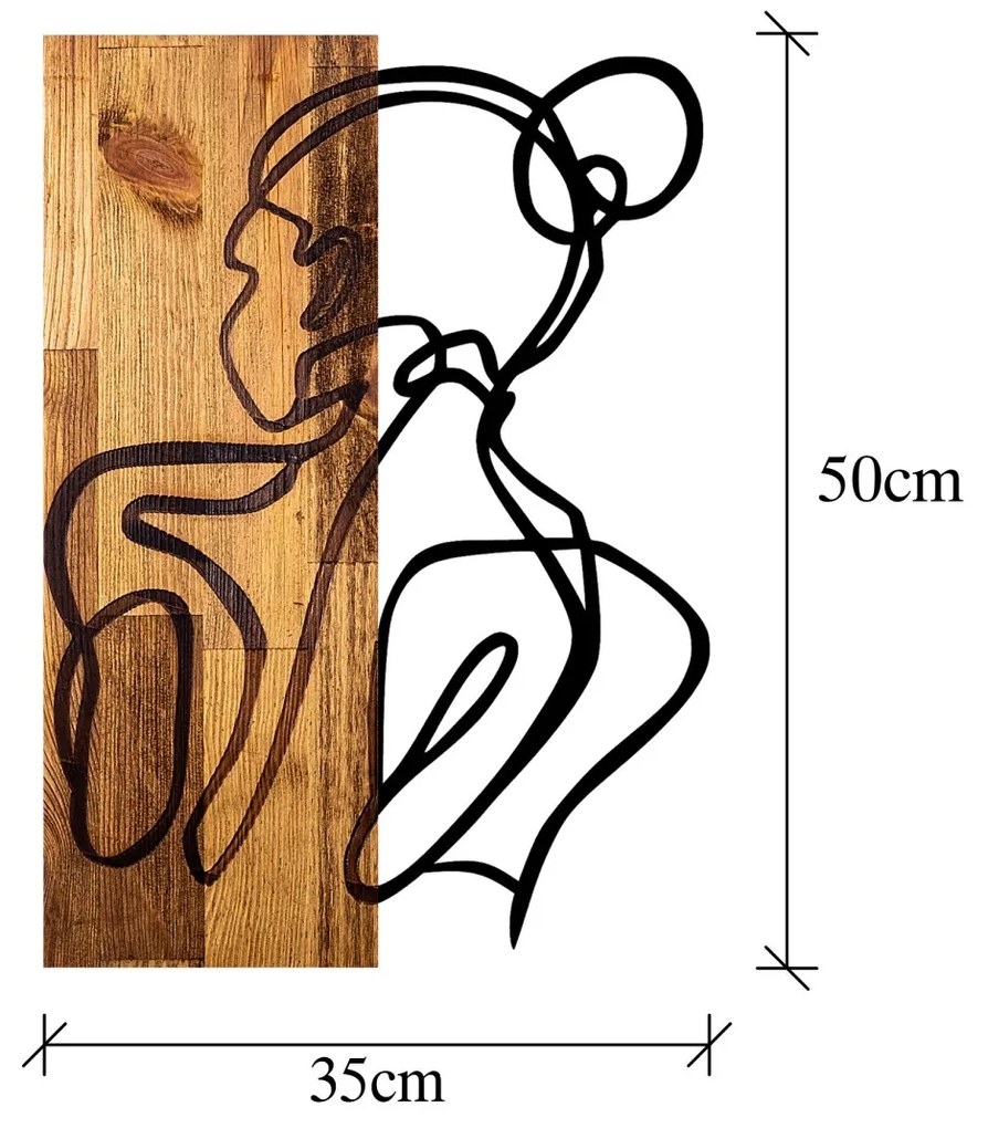 Nástenná drevená dekorácia ŽENSKÉ TELO hnedá/čierna
