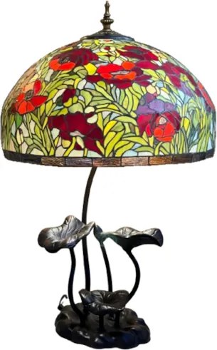 Lampa do obývačky Tiffany kovový stojan Folioles POPPY Ø50*63