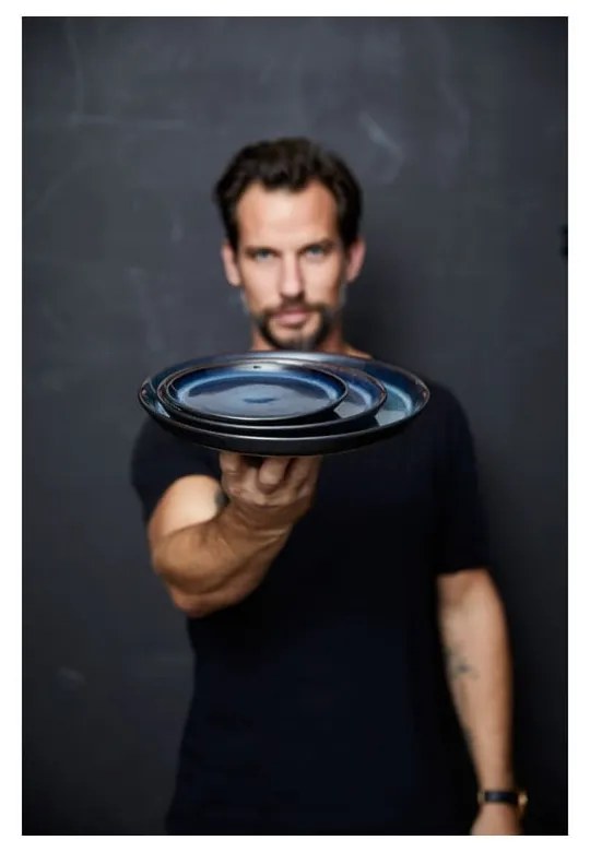 Čierny/modrý dezertný kameninový tanier ø 17 cm Gastro Dark Blue/Black – Bitz