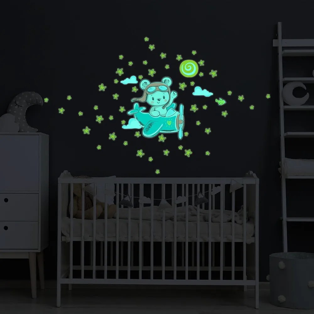 Detská samolepka na stenu 30x25 cm Pilot Bear - Ambiance