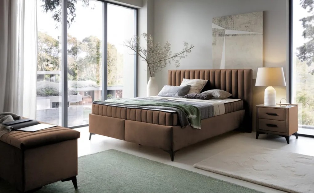 Posteľ Joy 180x200 cm, whisky hnedá látka