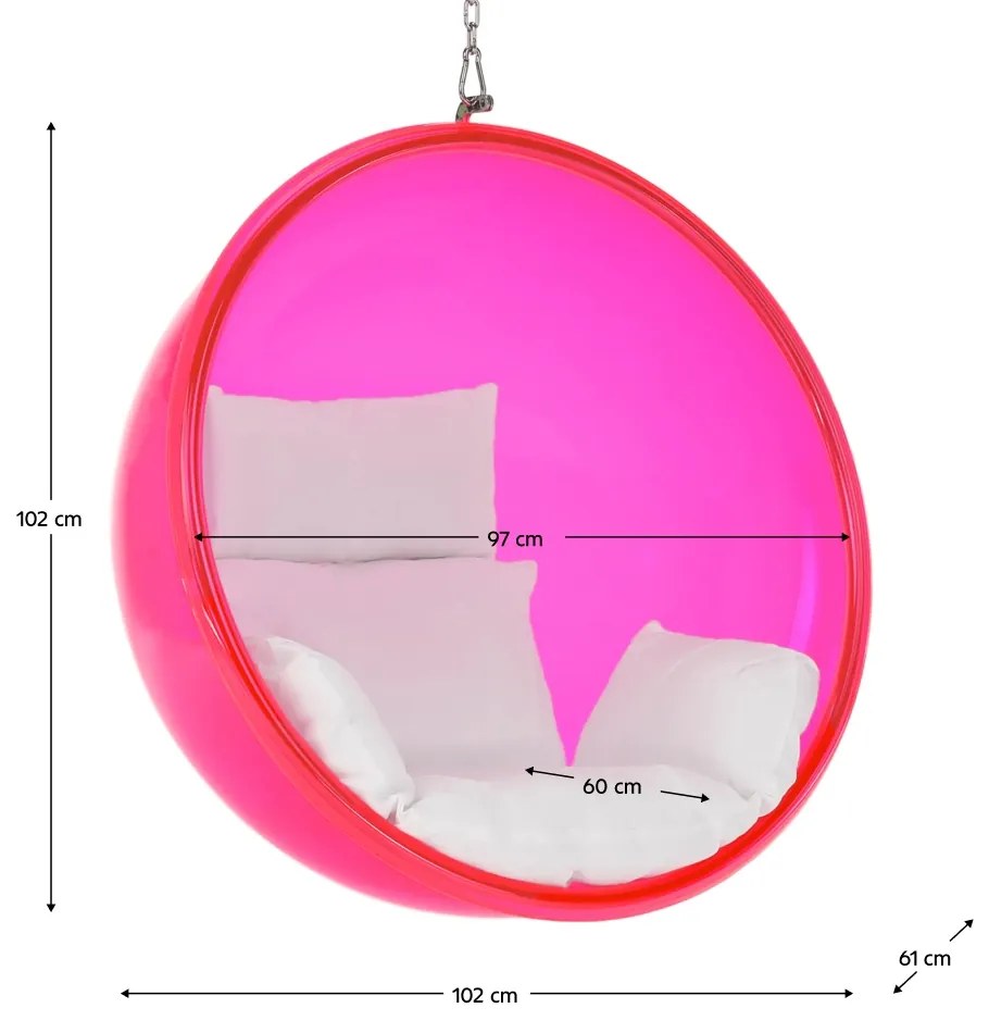 Závesné hojdacie kreslo Bubble Typ 1 - ružová / biela / strieborná