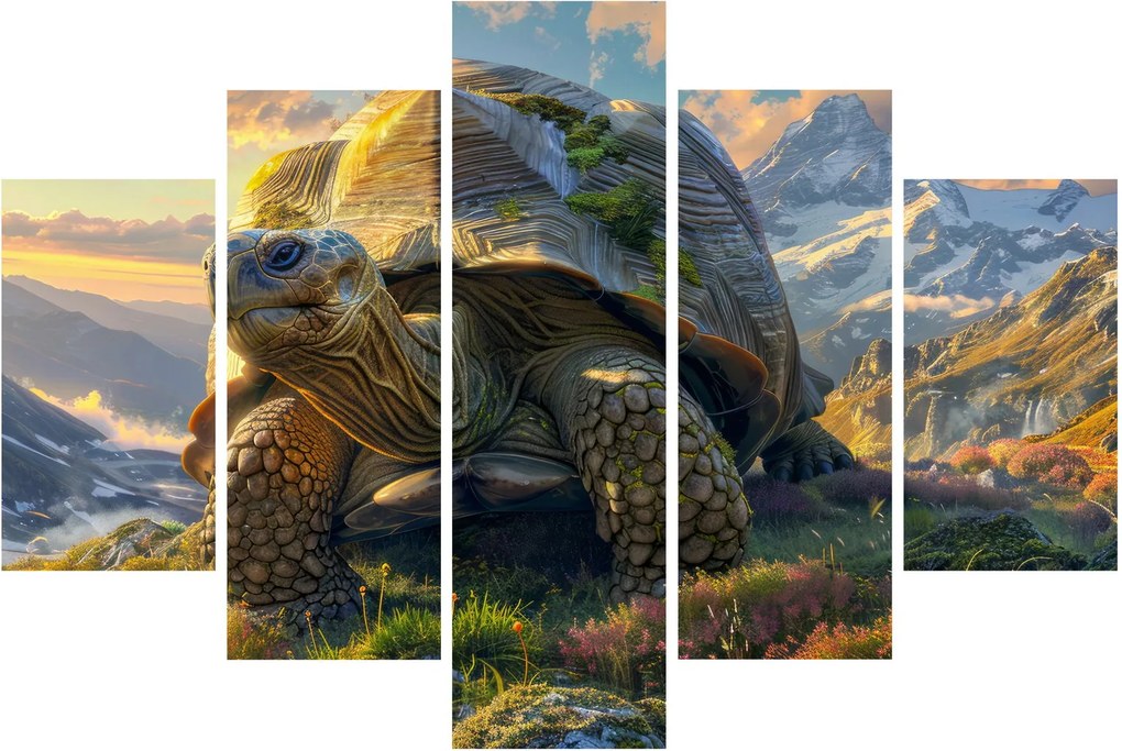 Obraz - Korytnačka a horská krajina (150x105 cm)