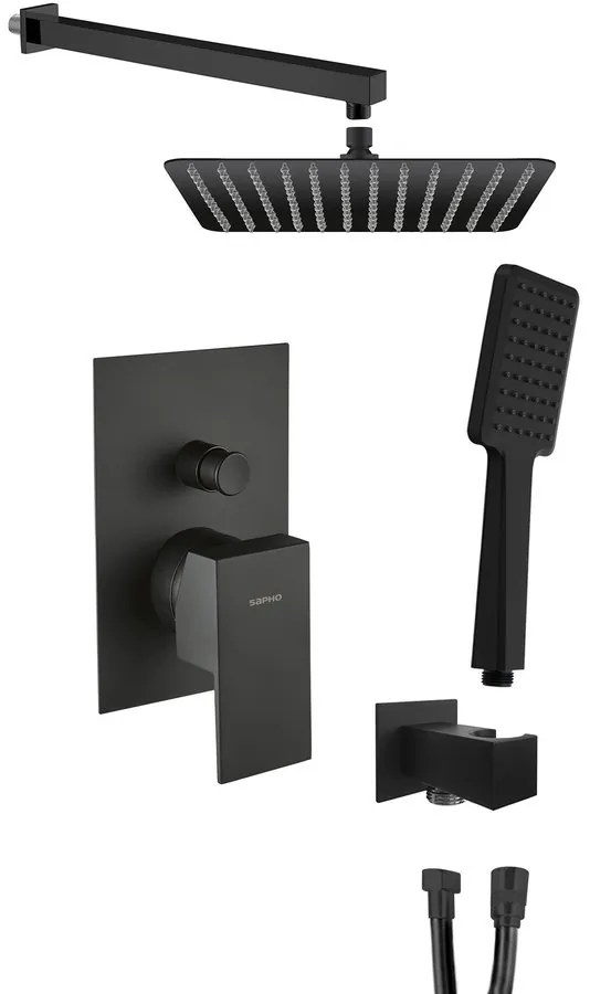Sapho, LATUS podomietkový sprchový set s pákovou batériou, 2 výstupy, čierna matná, 1102-42B-01