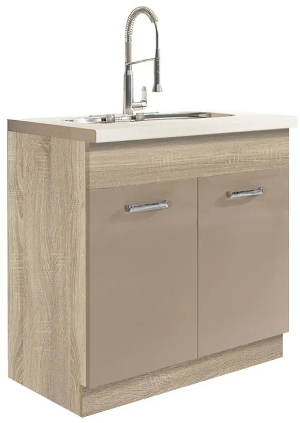 Kuchynská skrinka Premio 12D sonoma/biely/cappuccino lesk