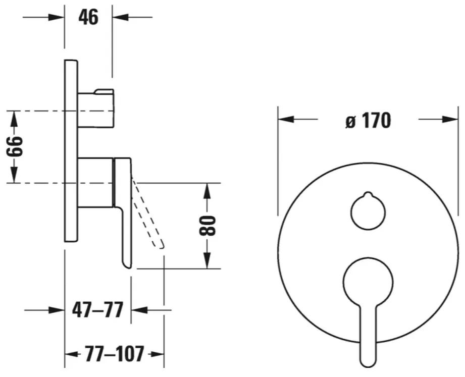 Duravit C.1 - Sprchová batéria pod omietku s prepínacím ventilom na 2 spotrebiče, chróm C14210012010