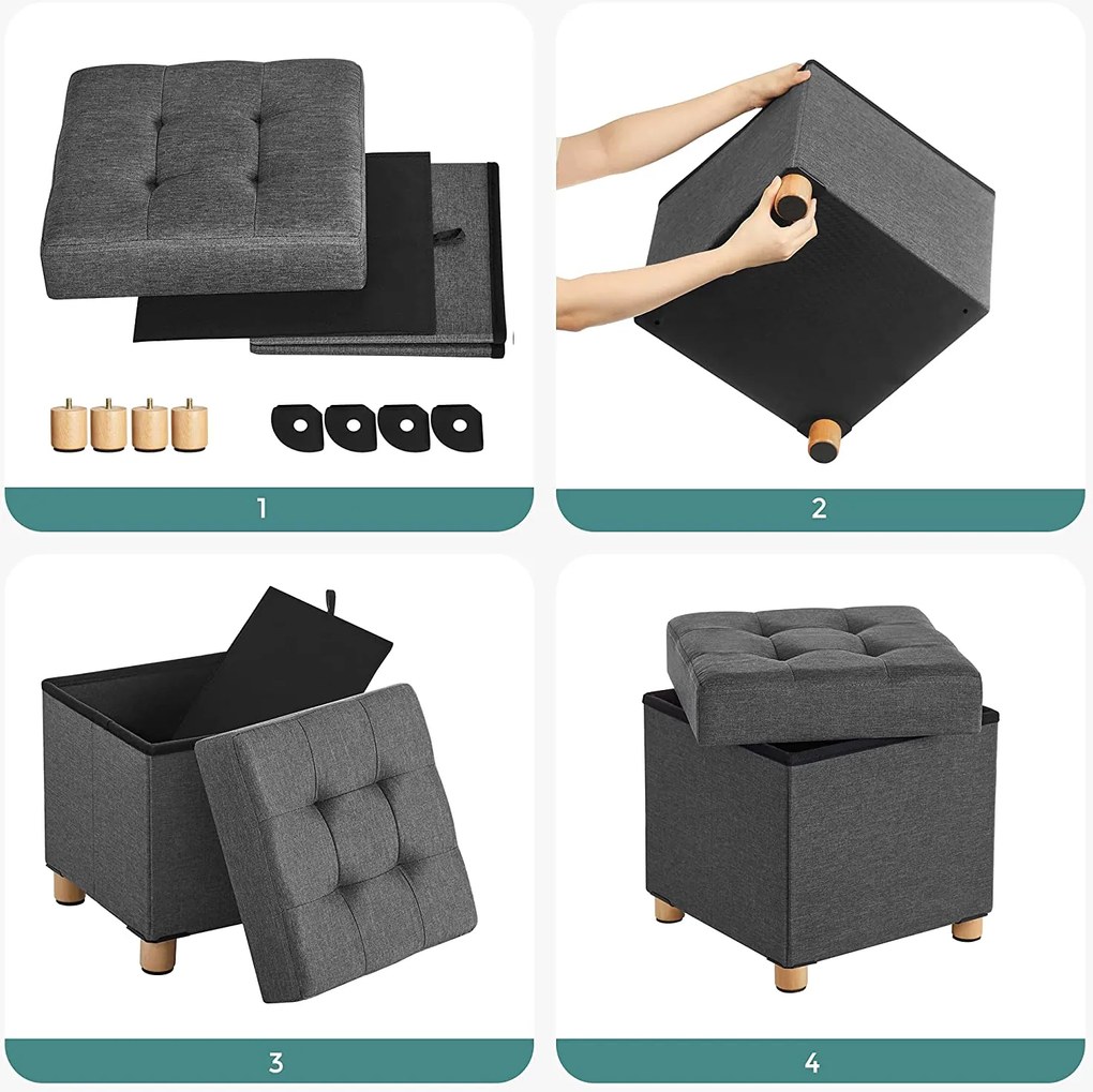 Taburetka 33 L, otoman, nosnosť 300 kg, tmavošedá