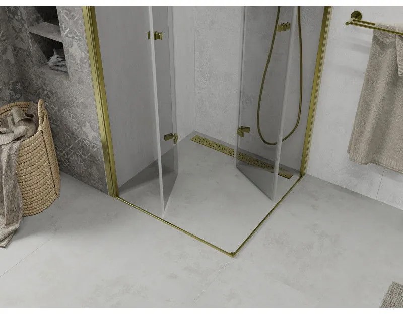 Mexen Lima Duo sprchovací kút 70 x 70 cm, 6mm sklo, číre sklo / zlatý profil, 856-070-070-50-00-02