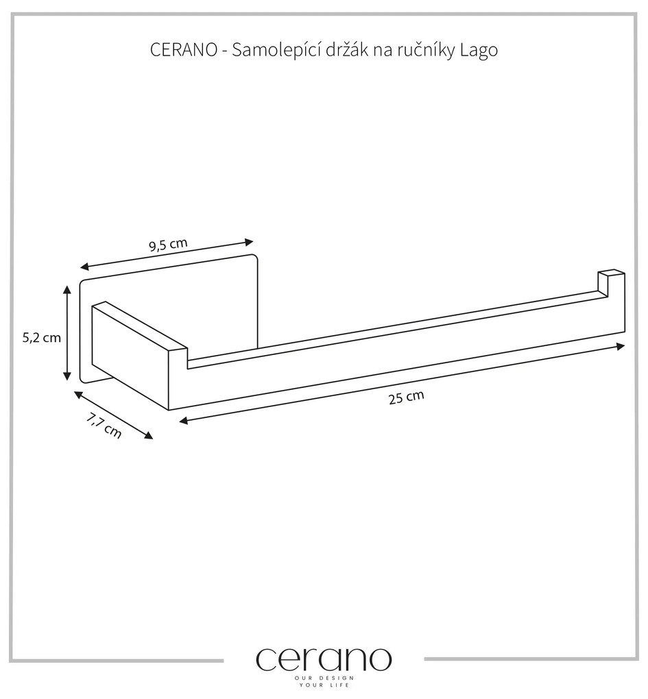 CERANO - Samolepiaci držiak na uteráky Lago - chróm, CER-CER-479377