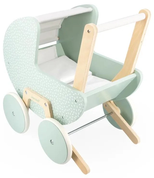 Drevený kočík pre bábiku s perinkou a vankúšikom - Zen