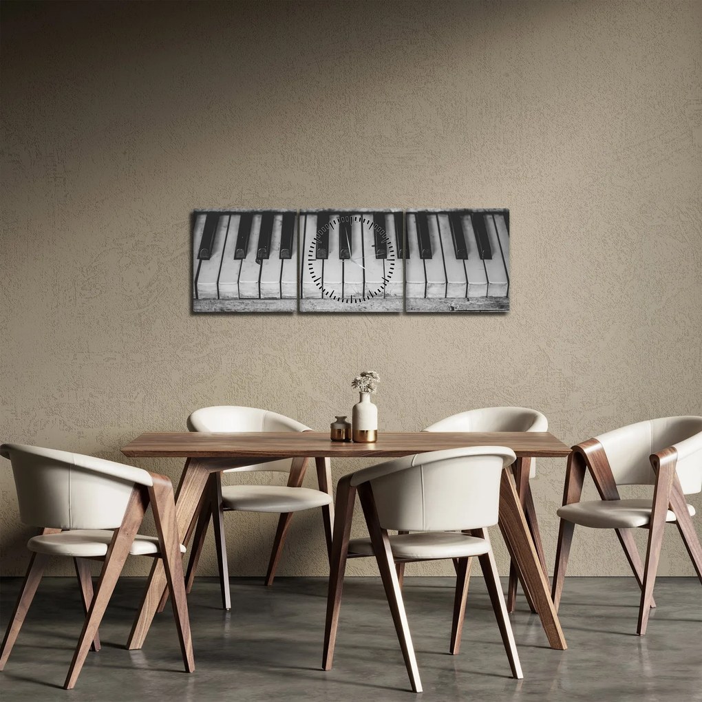 Obraz starého klavíra (s hodinami) (90x30 cm)