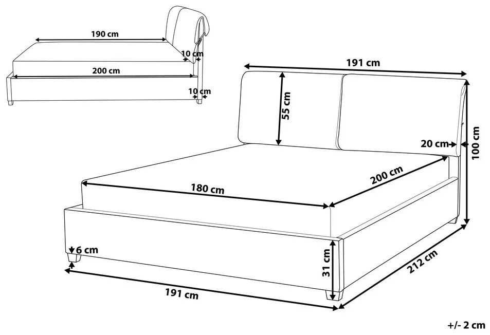Manželská posteľ 180 cm BELLA (s roštom) (sivá). Vlastná spoľahlivá doprava až k Vám domov. 1007175
