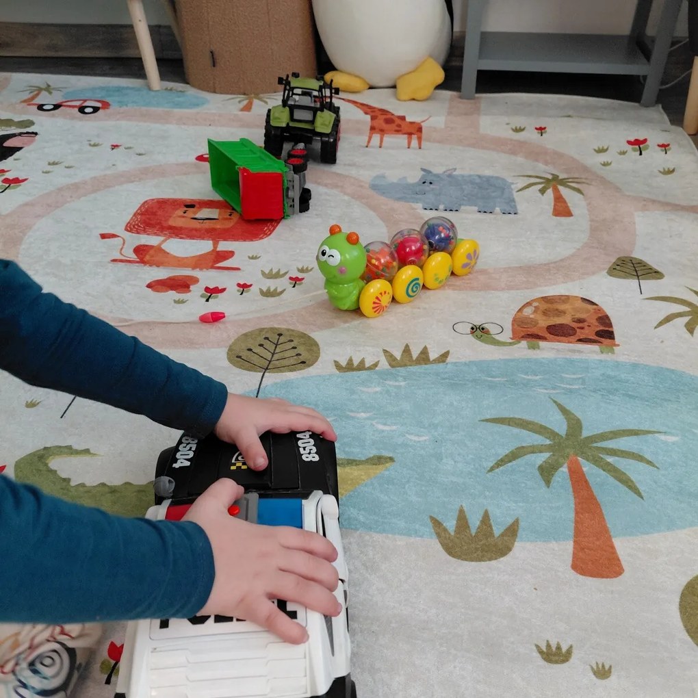 Dywany Łuszczów, Detský kusový koberec Bambino 1165 Zoo, 80x150, viacfarebná, detská izba