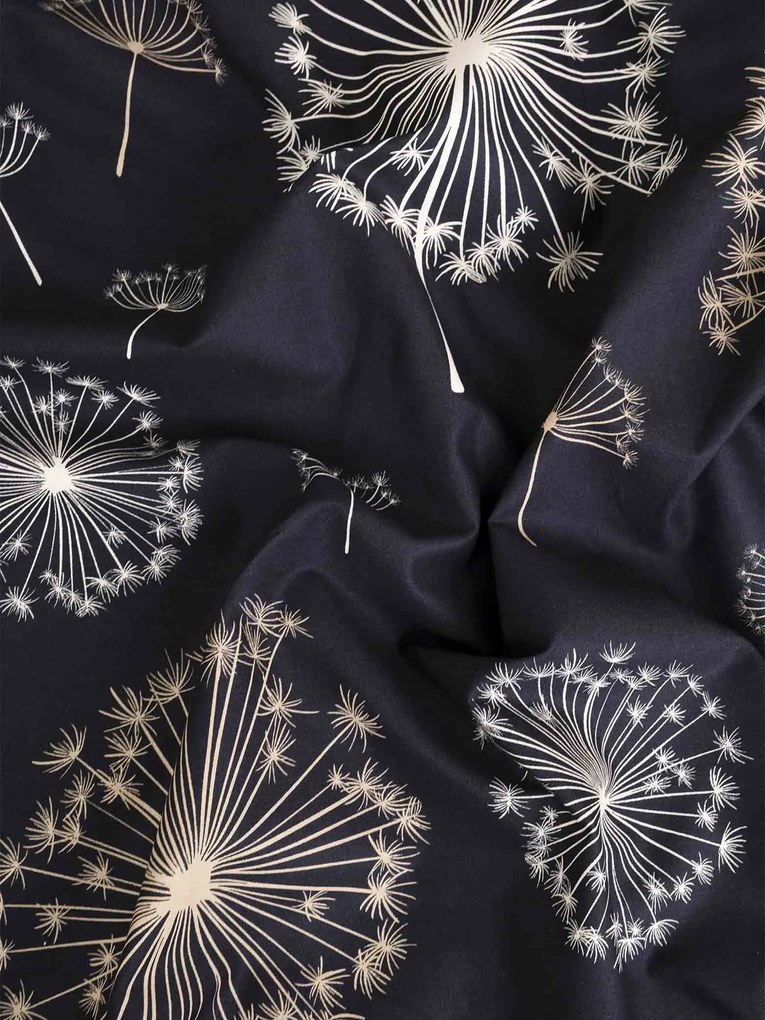 Bavlnená obliečka na vankúš Renforcé 50 × 70 cm - Púpavy čierne