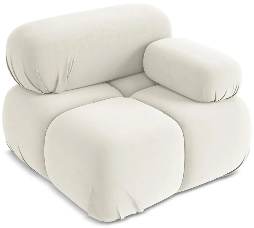 Biely zamatový modul pohovky (pravý roh) Lokua – Makamii