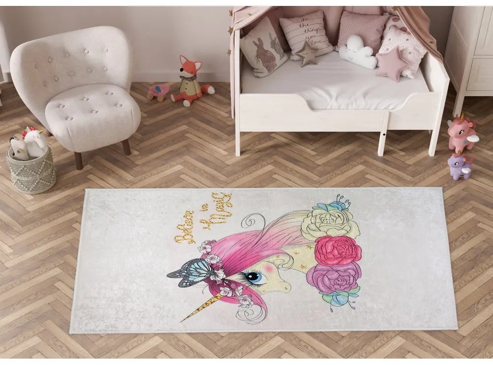 Slonovinový prateľný detský koberec 80x120 cm Cute Unicorn – Vitaus