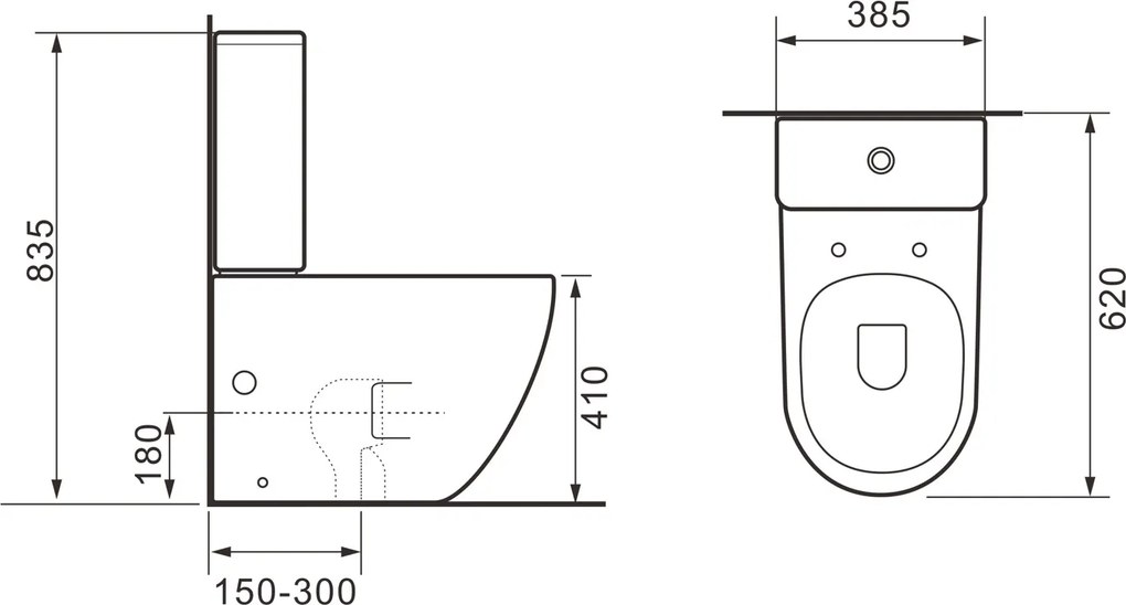 Erga Torre, WC kombi misa 620x385x835 mm, Tornado 2.0 + toaletné sedadlo, biela lesklá, ERG-V03-TORRE-TO2-WH